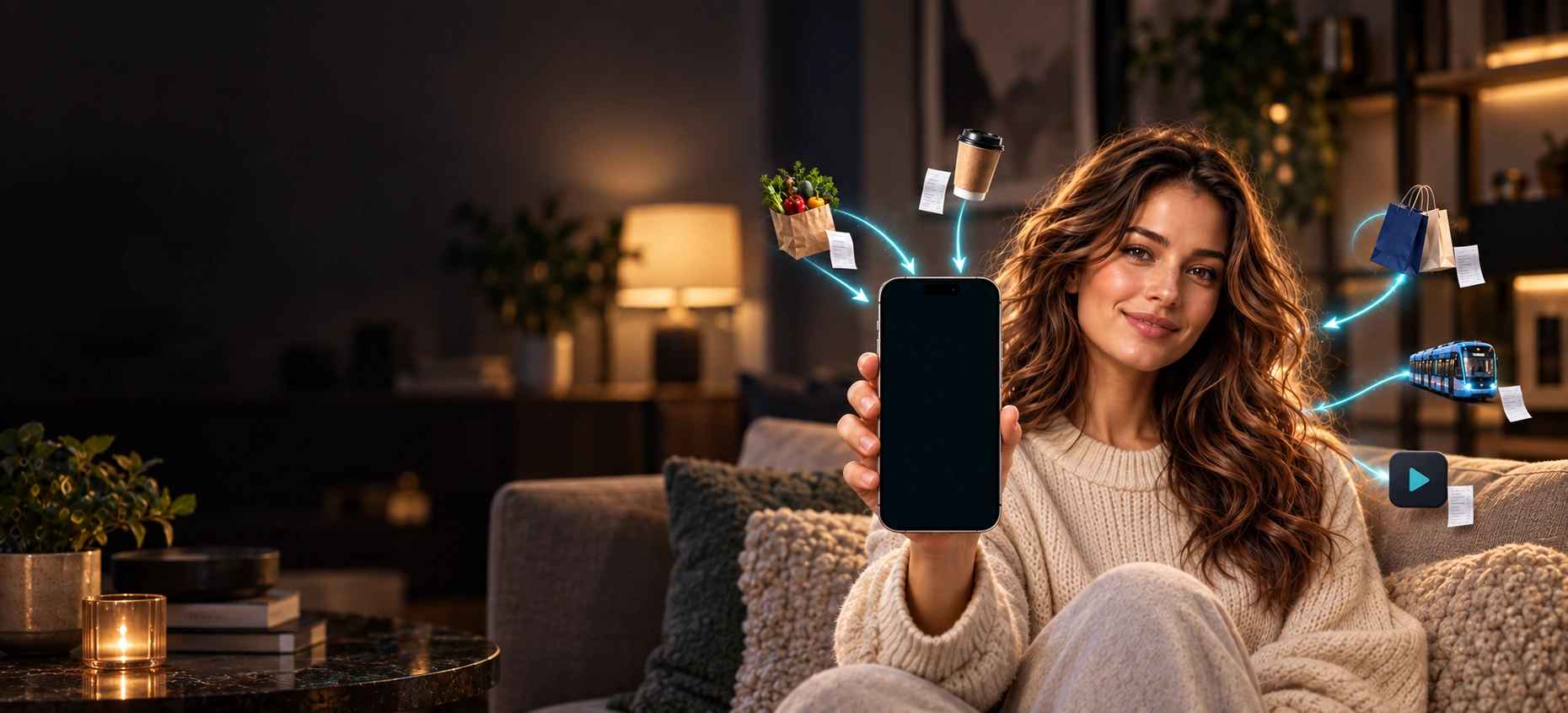 Жінка тримає iPhone з відкритим MONEO